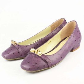 China, púrpura de impresión zapatos de cuero de avestruz planos para damas