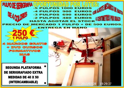 LOTE DE PULPOS DE SERIGRAFIA DE 4 COLORES CON AJUSTE MEC�NICO