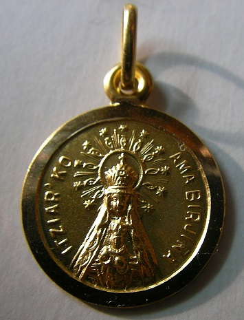 Medalla virgen de Itziar en oro o en plata