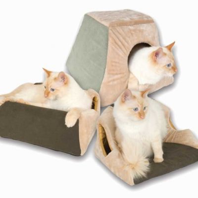 Thermo Kitty Cabin Cama cueva caliente para gatos y perritos