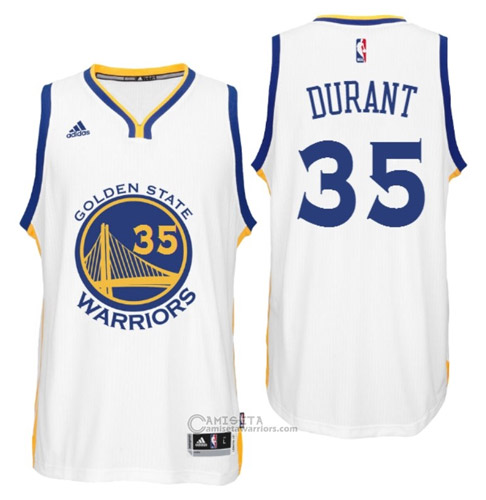 Camiseta Autentico Golden State Warriors Kevin Durant 35 Blanco